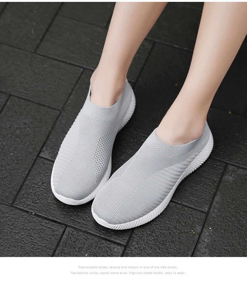 Damen Vulkanisierte Schuhe Atmungsaktive Mesh-Gewebe Einfarbige Sportschuhe Flache Schuhe Rutschfeste Damen-Loafer Walkingschuhe 35-43 – Detail 14
