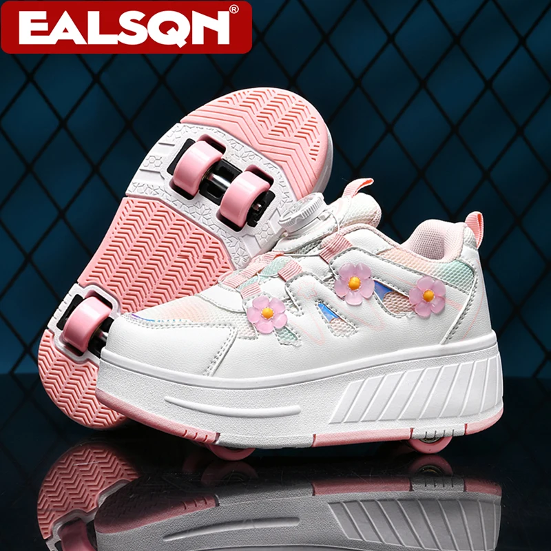 Roller Skates Kids Four Wheels With Sneakers for Girls' Detachable Roller Shoes Breathable Fashin Children Walking Shoes