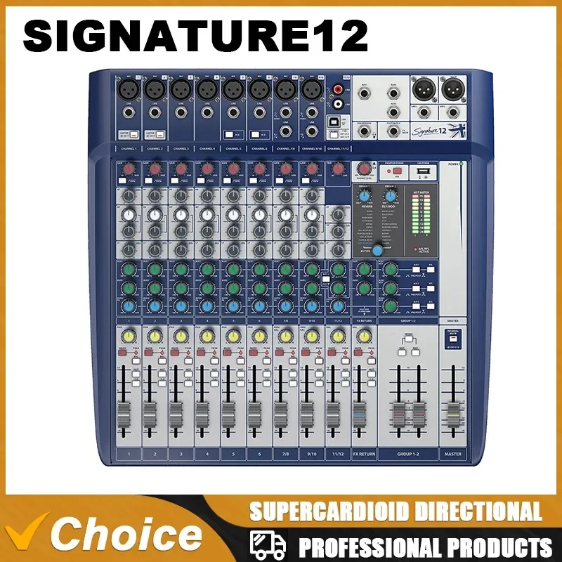 Signature Professional 12 Channel Audio Sound Mixer Mixing Console Interface for Stage DJ Singing