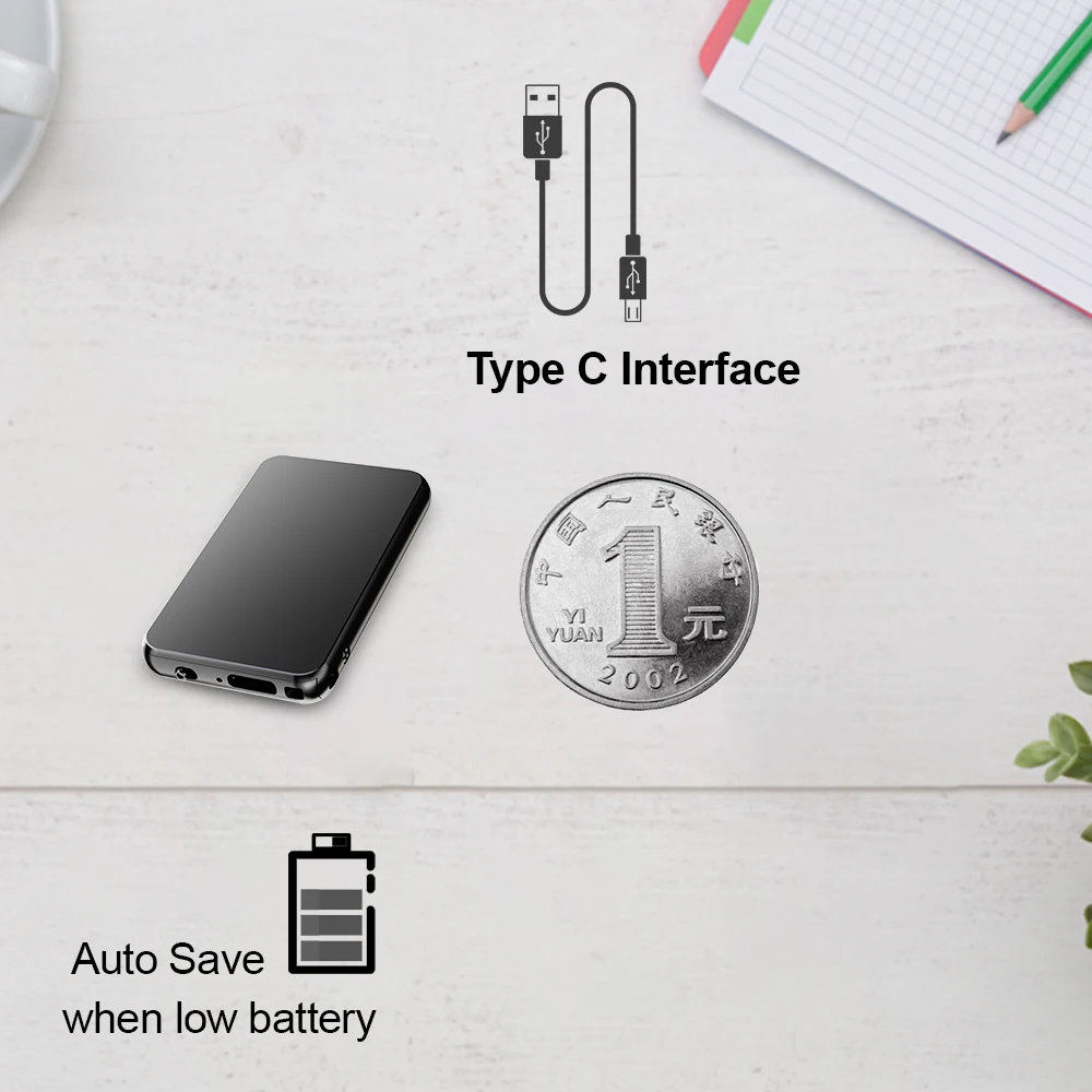 Vandlion V15 Digitaler sprachaktivierter Rekorder, 300 mAh, 29 Stunden, kontinuierliche Aufnahme, HiFi-Rauschunterdrückung, Diktiergerät für Besprechungen – Detail 3