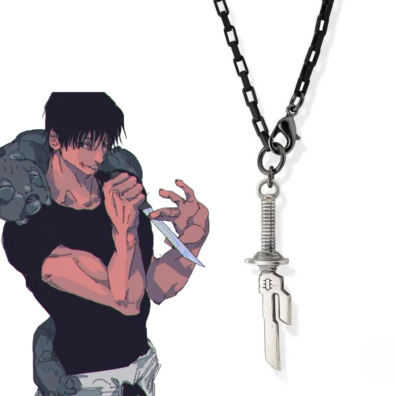 Anime Jujutsu Kaisen Toji Fushiguro Cosplay Necklace Inverted Spear of Heaven Weapon Keychain Choker Gifts