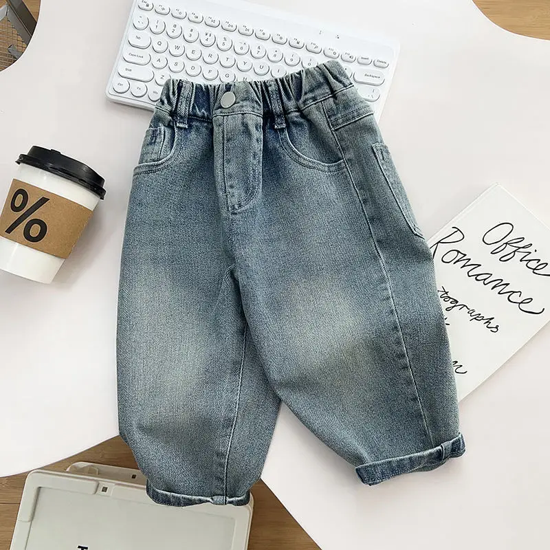 Boys Letter G Jeans Spring Autumn Children\'s Wear 2026 New Baby Boys Korean Pants Handsome Children\'s Spring Versatile Pants