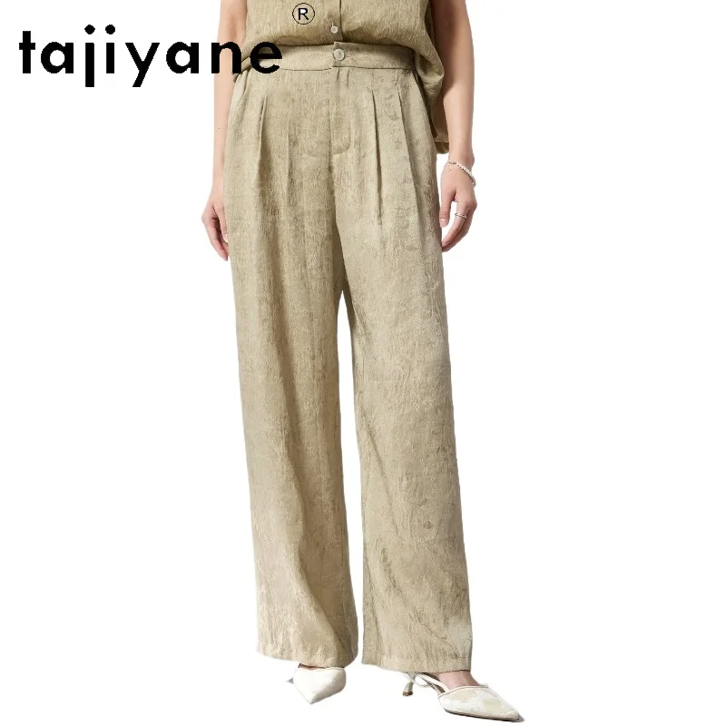 

TAJIYANE New Luxury Brands Women's Pants and Trousers Vintage Clothes Silk Linen Pants for Woman Wide Leg Trousers Summer 2026