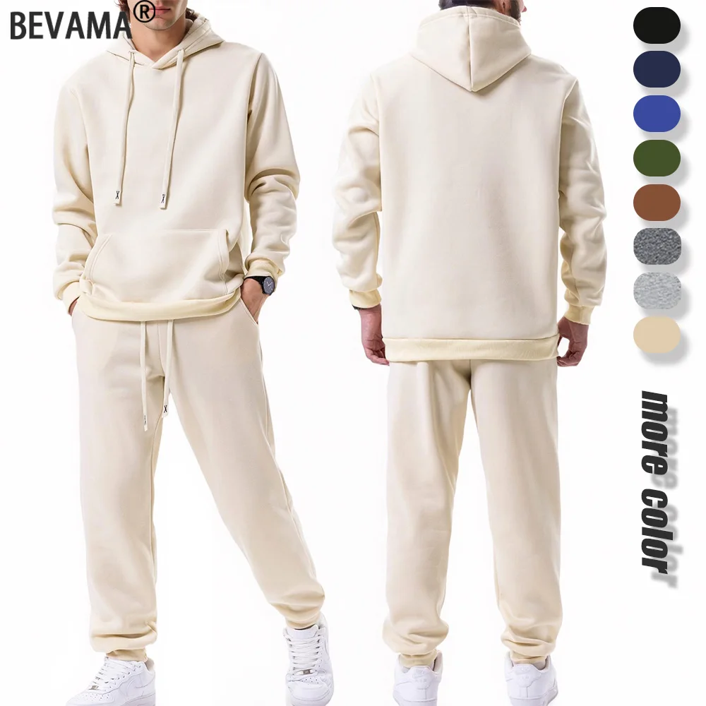 

Autumn Winter Men's Hooded Sweatshirt + Pants Two-piece Set Outdoor Multi-pocket Men Pullover Sportswear Set Casual Tracksuit