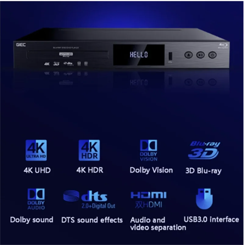 G5300 DVD Player True  HD Blu-Ray  Player HD Hard Disk  Home CD Decoding 4K Disc Player