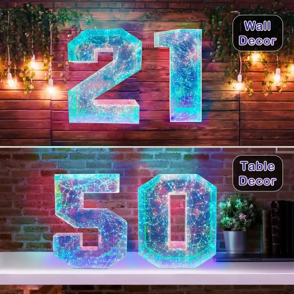 Multicolor Light-Up LED House Number Light Battery Box Dual Power Decorative Illuminated House Number Sign Usb Age Number
