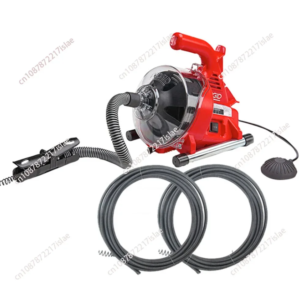 

220V Autofeed Electric Sewer Pipe Dredging Machine Toilet Kitchen 19-38MM Pipe Cleaning Machine +2 Replacement Steel Cable