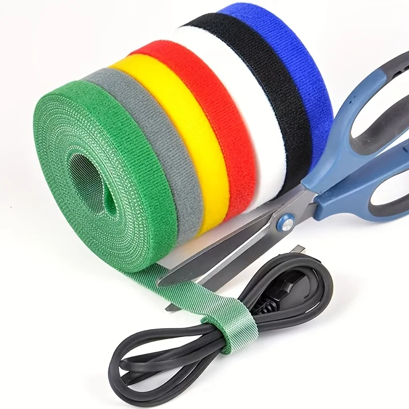 5m data cable storage tool, reusable Velcro cable organizer, computer cable tie, desktop cable routing, fixed strap