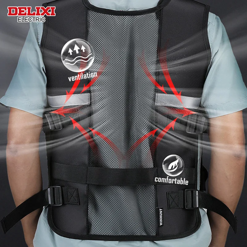 DELIXI ELECTRIC Tool Vest Storage Tool Electrician Work Clothes Reflective Vest Structure Safety Vest Breathable Storage Vest