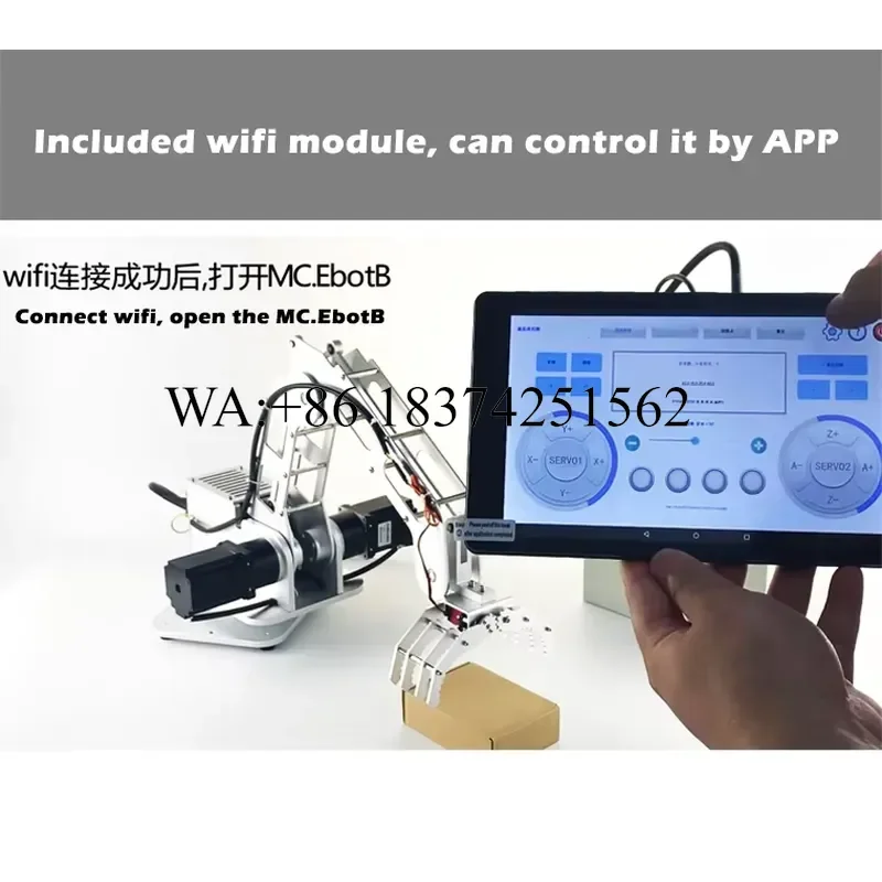 Wmwmnu for 500g Load 3 DOF Industrial Robot Arm Desktop Teaching Robotic Arm Learning DIY Parts