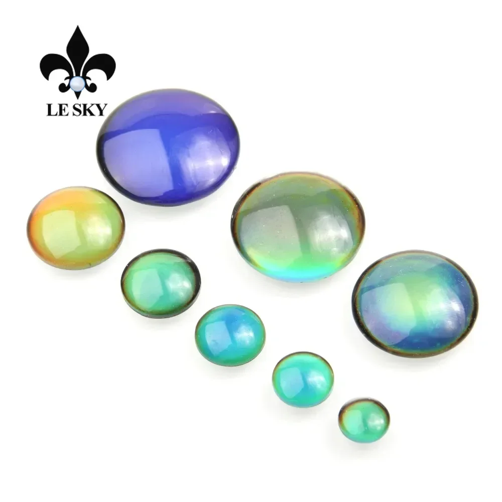 10 buah/tas Cabochon warna berubah dengan suhu bentuk bulat tanpa lubang kaca Cabochon manik grosir untuk membuat perhiasan cincin DIY