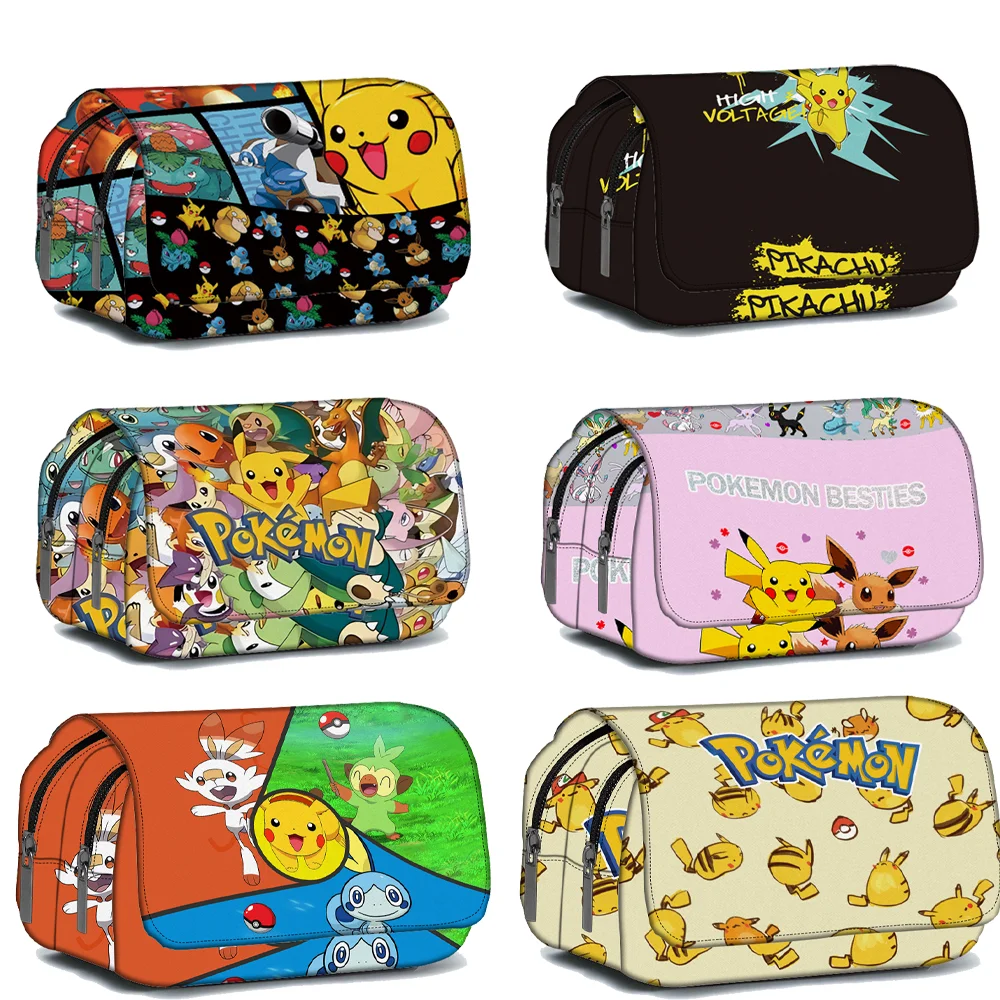 

Pokemon Stationery Bags Pocket Monster Learn Pencil Case Student Portable Pen Case Nylon Material Pikachu Kids Gifts Anime Toys