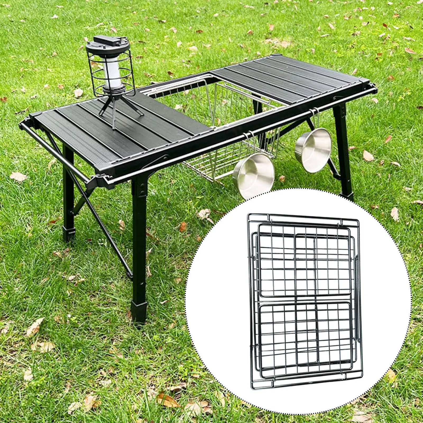 

Folding Storage Basket Convenient with Storage Bag Camping Table Board