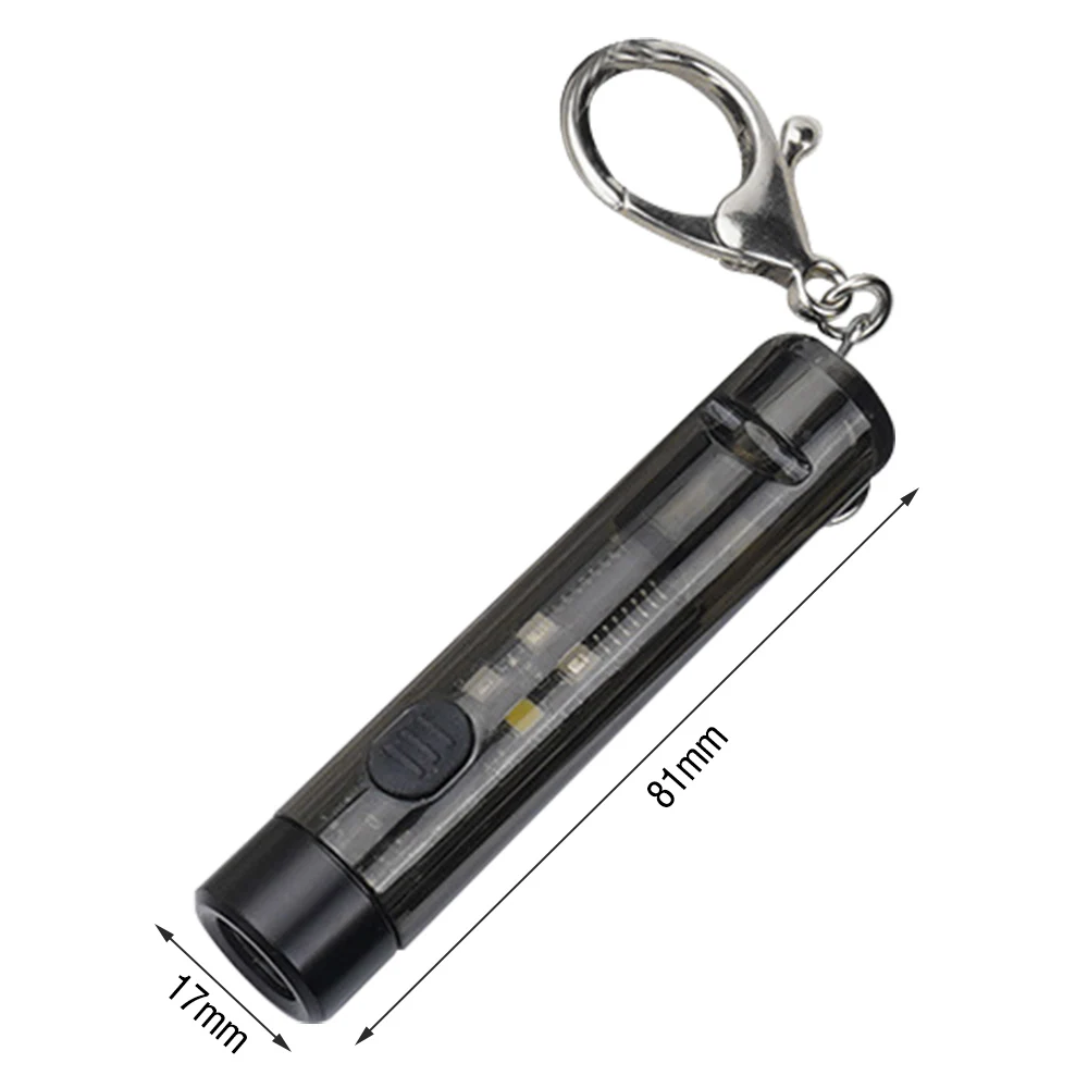 BORUiT LED Keychain EDC Flashlight Type-C Rechargeable Mini Torch UV Work Light with Whistle Camping Pocket Lantern