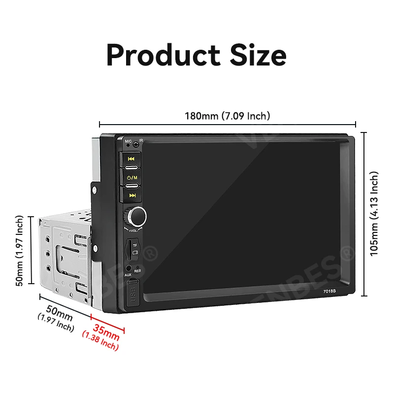 VENBES 1 DIN 7 Inch Car Radio Mirrorlink Universal Auto Radio FM/BT/USB/TF HD Touch Screen Easy to Install with CAN Bus