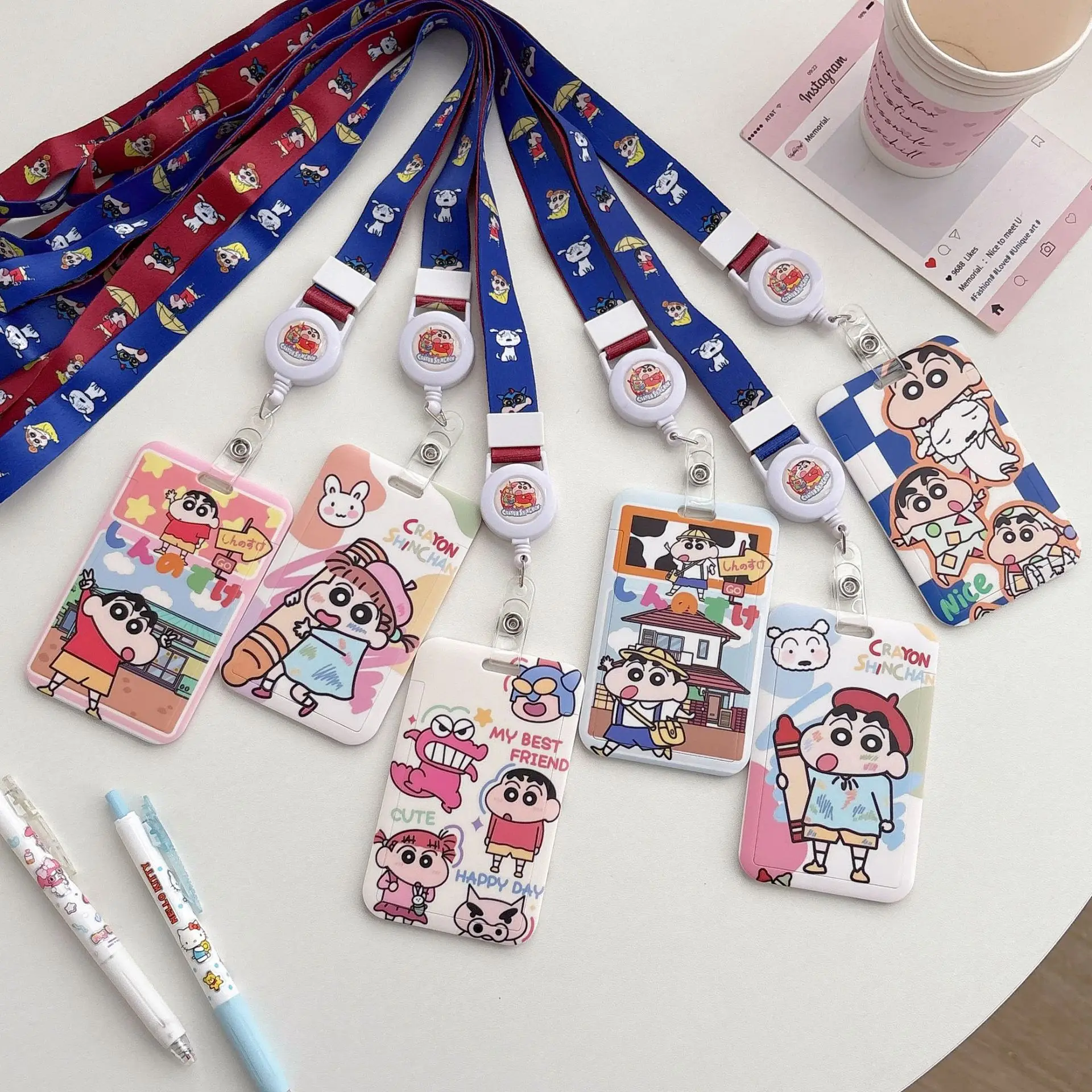 

Crayon Shin-chan series cartoon student campus card holder with lanyard, ID holder, meal card, access card, badge