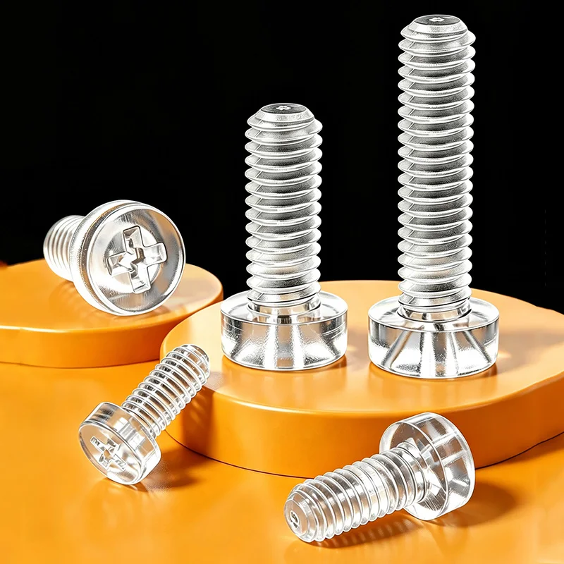 20/50/100Pcs M2 M2.5 M3 M4 M5 M6 Transparent PC Plastic Phillips Pan Head Screws Bolt Hex Nuts Insulated Fastener
