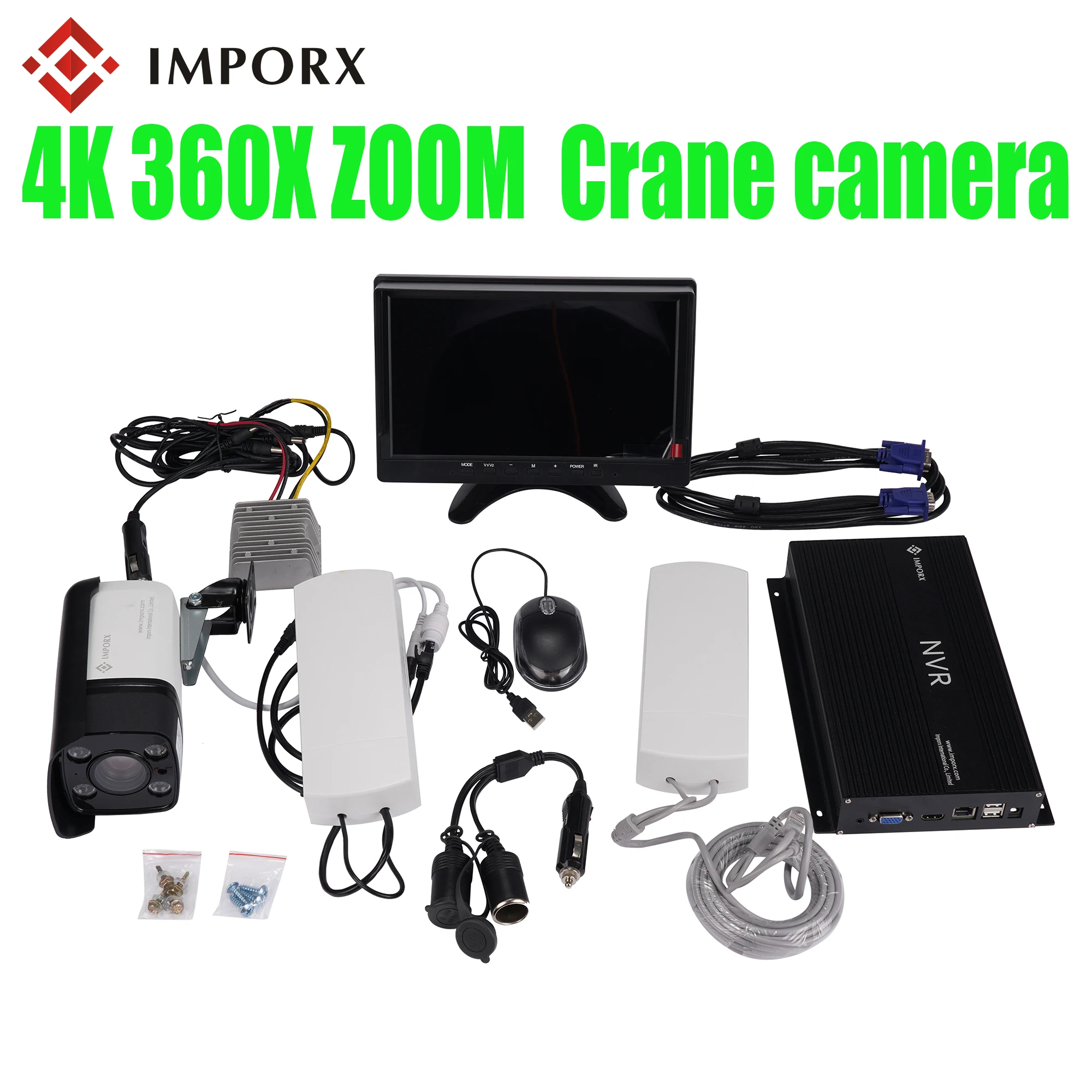 

8MP 4K 360X Zoom Crane Camera Tower Crane Wireless Rear Camera Display Set Wireless Stone Caravan Camera