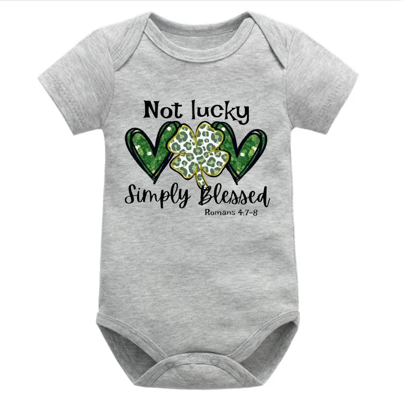 Not Lucky Just Blessed St Patrick's Day Onesie Baby St Patrick's Day Baby Clothes Christian Infant Clothes Lucky Blessed Cute