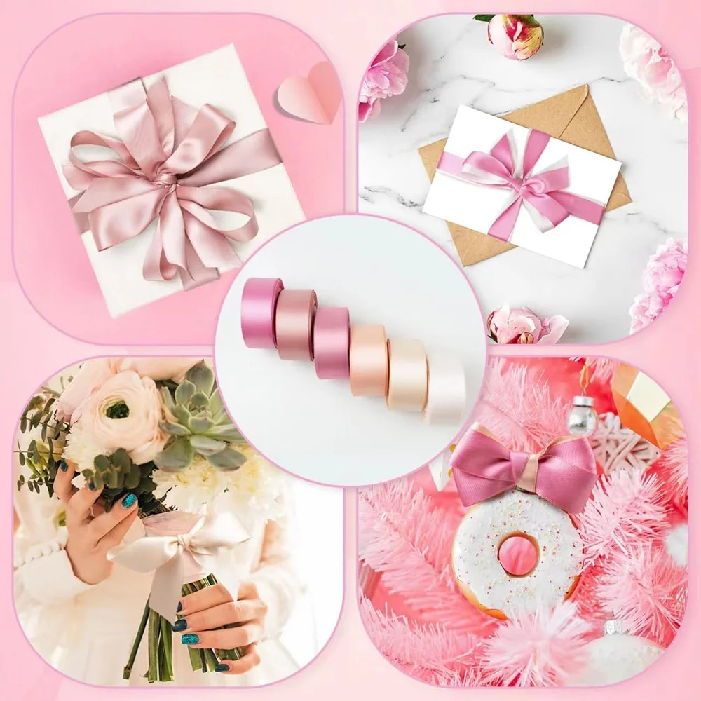 6 Rollen 150 Yards sortiertes einfarbiges Seidenband aus Satin und Satin für Hochzeitseinladungssträuße, Geburtstagsfeier, DIY-Geschenkverpackung – Detail 25