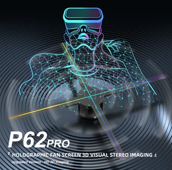 Ventilador holográfico de 62cm, 722LED, cuentas de neón, memoria de 16G, Manual, imagen DIY, logotipo de texto, máquina de publicidad, proyector holográfico 3D