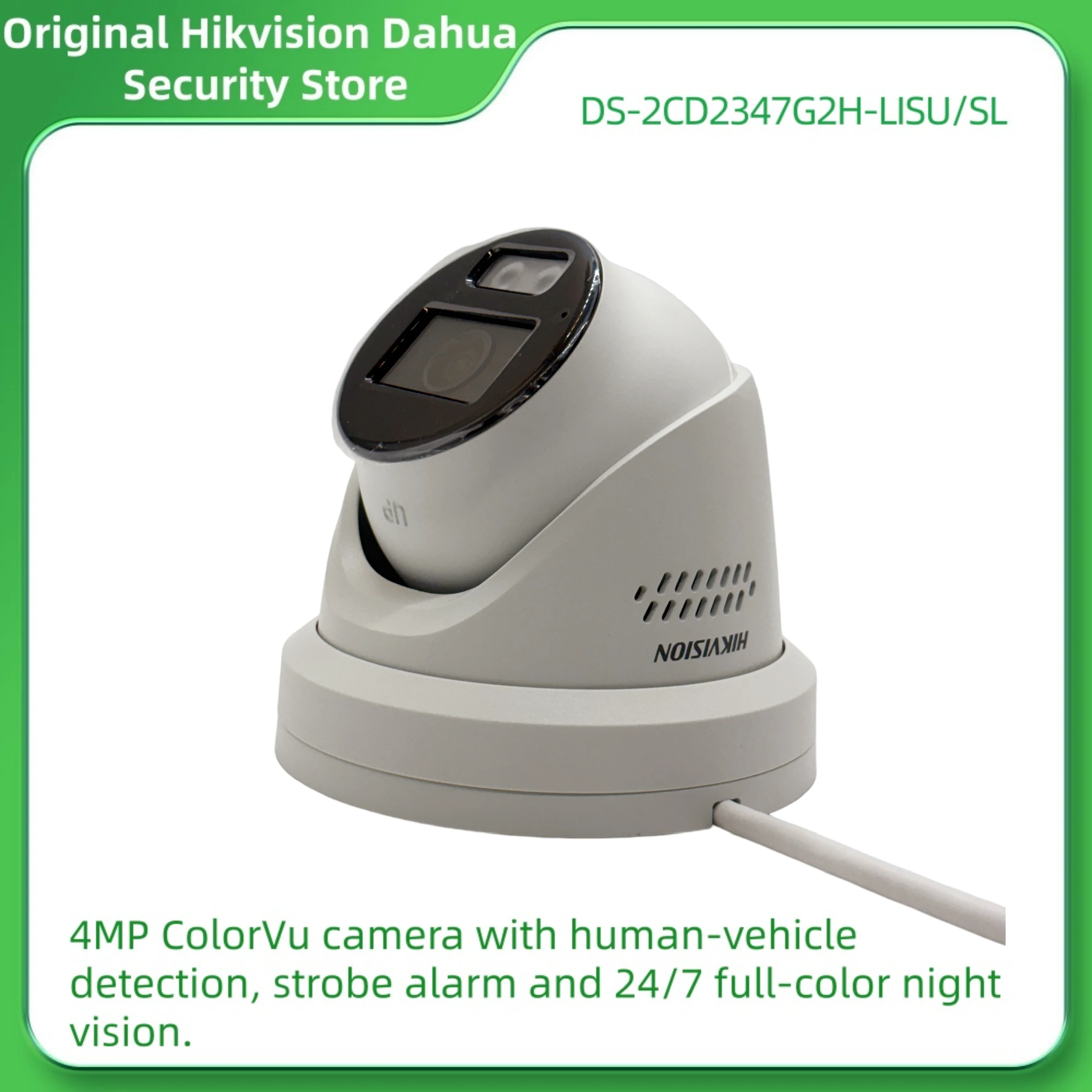 Hikvision DS-2CD2347G2H 4MP ColorVu Hybrid Light Turret IP Camera | H.265+ WDR Audio IP67 Outdoor Security Camera