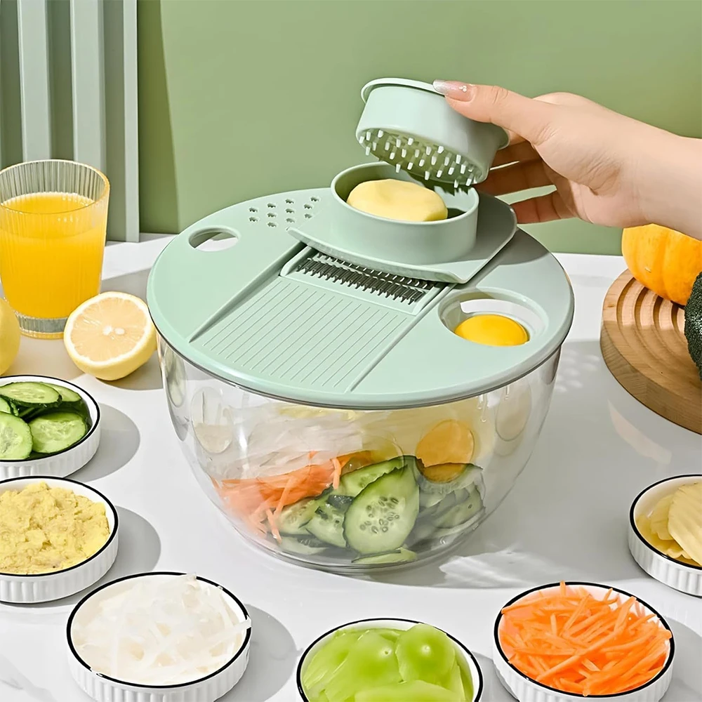 

Vegetable Washer and Dryer, Fruit and Herb Lettuce Shredder Spinner Egg Yolk Strainer,Large Salad Spinner with 5-Blade