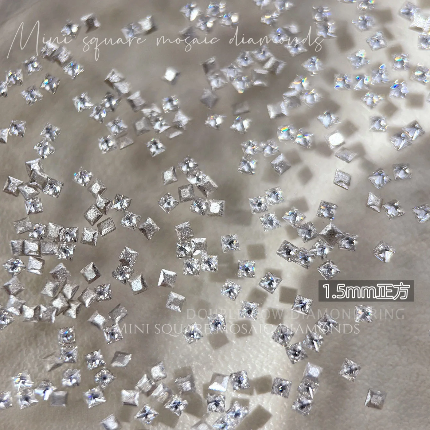 Mini Square Zircon Ring 5A Nail Diamond Jewelry Flash Double Row Diamond Flat Bottom Mini Alien Diamond Nail Accessories