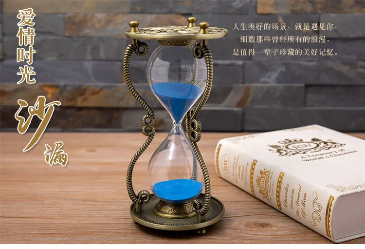 Metal Creative Sun God Hourglass Timer, Mythological Home Decor Figurine, High-End Craft Gift for Office Desk Shelf