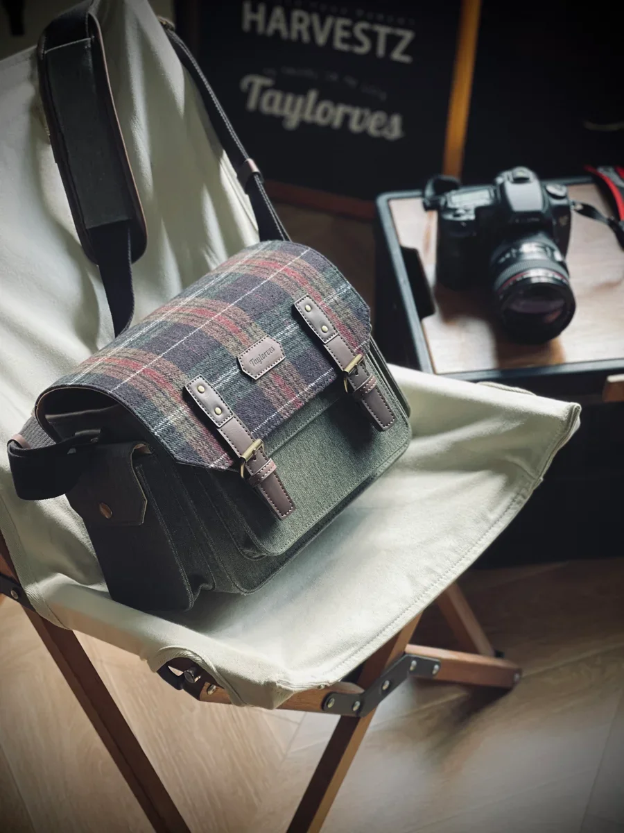 Taylorves Camera Bag for DSLR, Compatible with Canon, Nikon, Sony A7M4, 70D, 80D, Retro Photography Bag