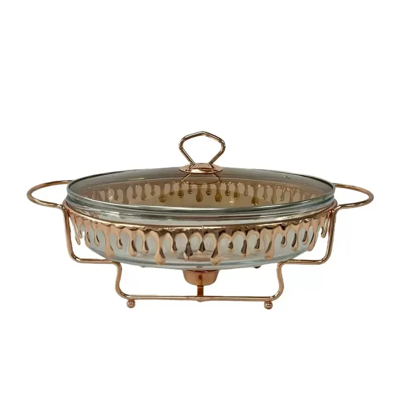Hot Selling Stainless Steel Gold Fuel Heater Hot Pot Buffet Restaurant Food Warmer