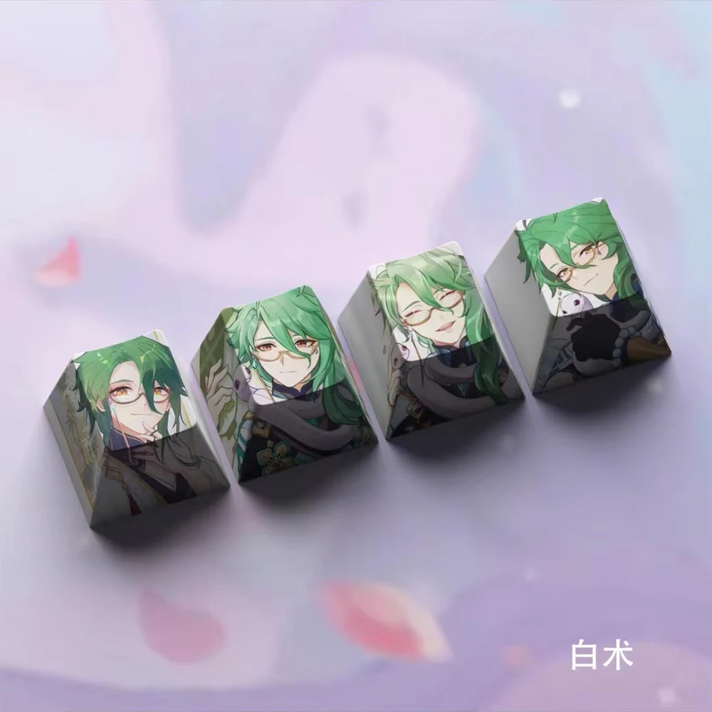 New Genshin Impact Keycaps DIY Anime Keyboard Cap Cherry Profile R4 Height Custom Game Character Keycaps for Mechanical Keyboard