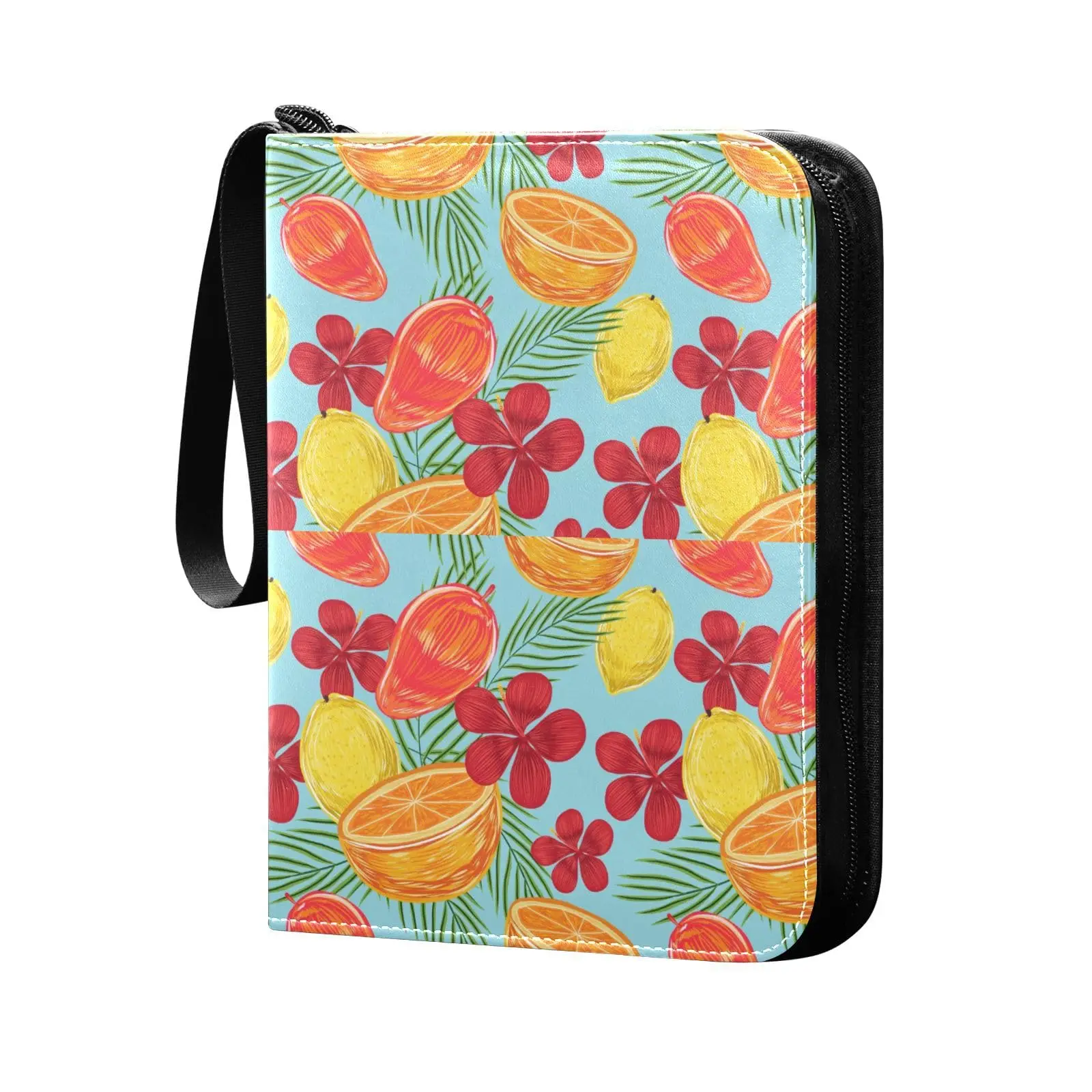 Tropical Fruit Lemon 4 Pocket Card Binder, 400 Double Sided Pocket Album for Sport Game Cards, Unique Card Collection Storage