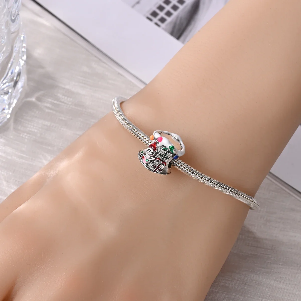 Romantic Snowman Three-piece Set with 925 Sterling Silver Beaded Fit Original Bracelet DIY Fine Jewelry Gift for Women