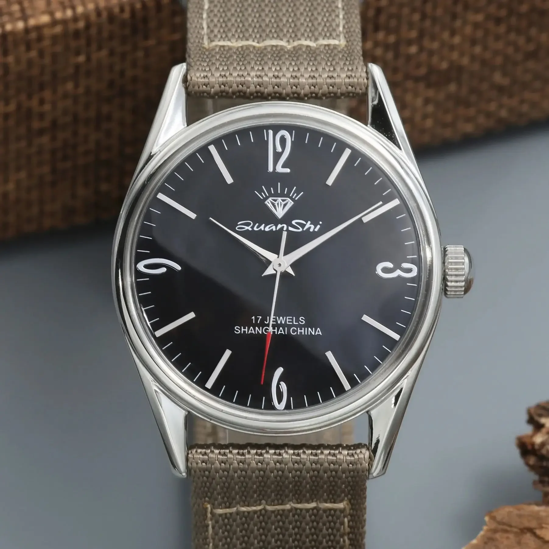 Shanghai Diamond 38MM Men's Mechanical 7120 Manual Movement Gift for Men