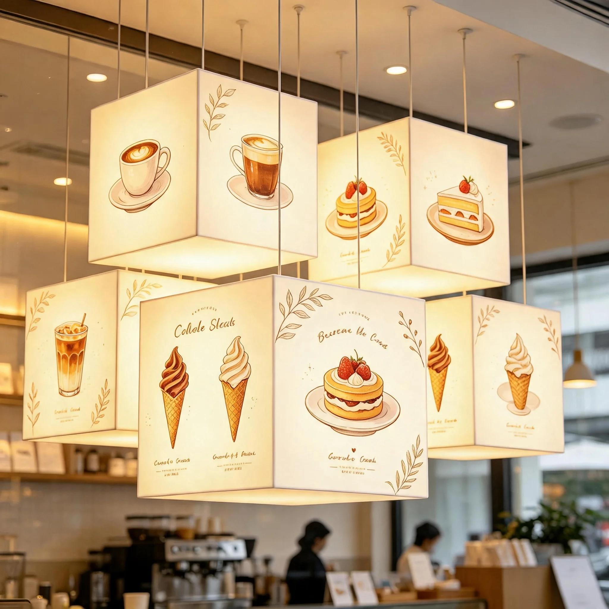 Custom Ceiling Suspended Cube SEG LED Light Box Multi-sided 360 Display Hanging Tension Fabric Backlit Billboard