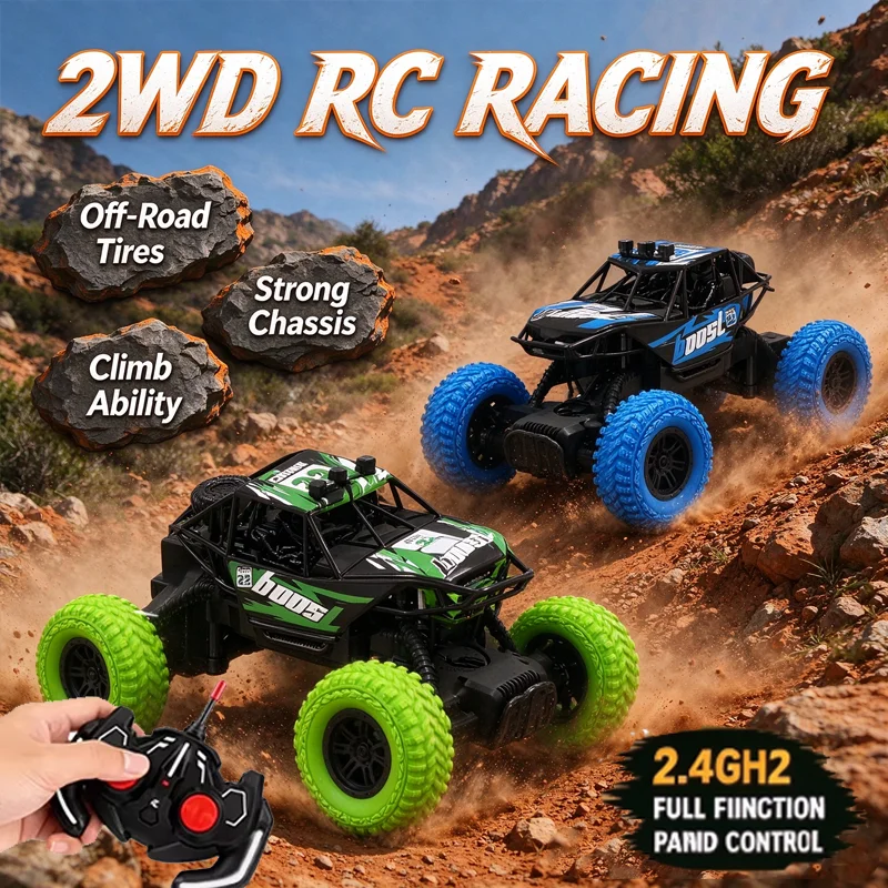 New Remote Control Car With Colorful Flashing Lights Rubber Wheels Off-road Toy Car Suitable For Christmas Boys Children's Gifts