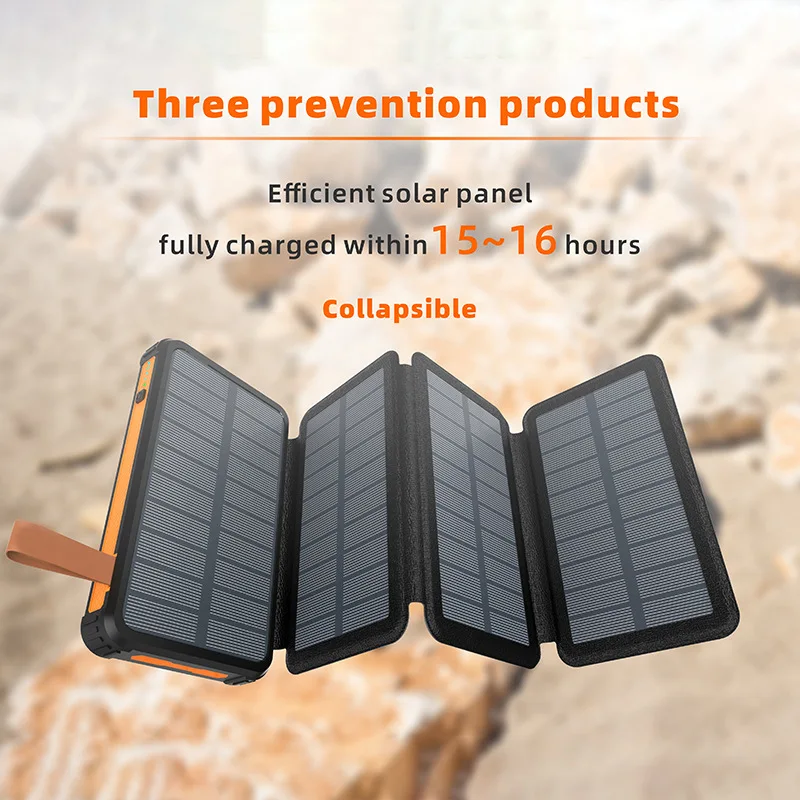 

Зарядное устройство Power Bank 25000 мАч со складной солнечной панелью для зарядки iPhone, Samsung, Xiaomi, внешний аккумулятор, зарядные устройства для мобильных телефонов