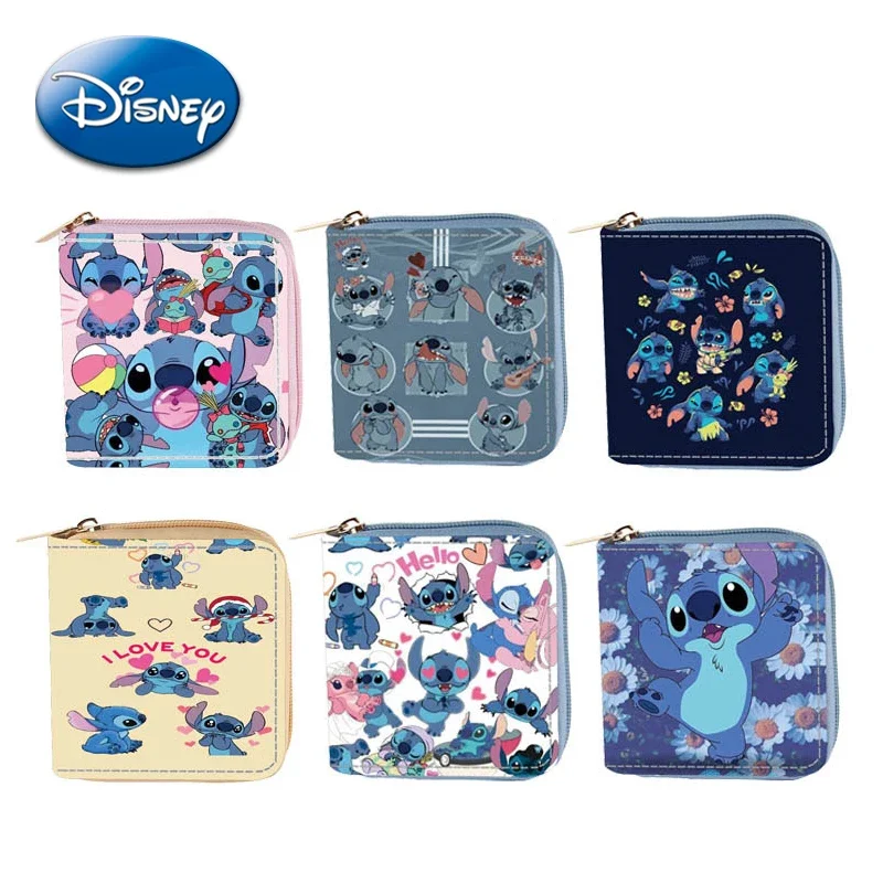 

Disney Stitch Short Style Wallets Cartoon Anime Figure Coin Purse Multi Function Zipper Card Holder PU Leather Money Bag Gifts