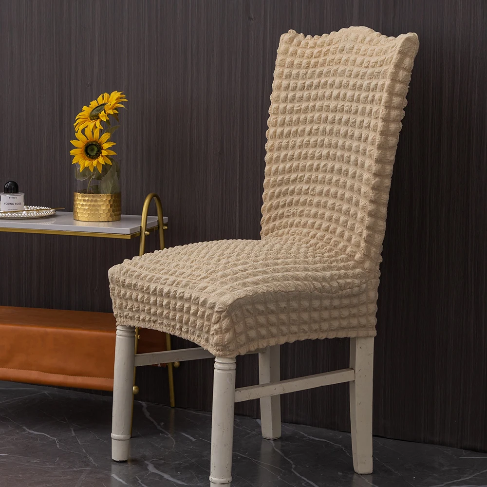 Elegant Stretchable Dining Chair Covers Universal Fit Luxury Seersucker Fabric Thickened and Breathable for Home Decor