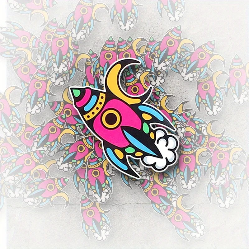 1pc Colorful Cartoon Rocket Vinyl Sticker Waterproof Matte Self-Adhesive Decal for Motorcycle Car Laptop Phone Window