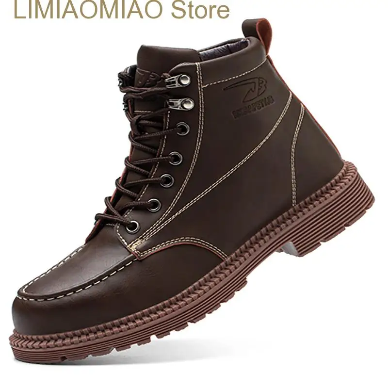 Big Size Work Shoes Safety Boots Waterproof Steel Toe High Top Puncture Proof Anti-Smashing Ankle Boots Fashion Warm Breathable