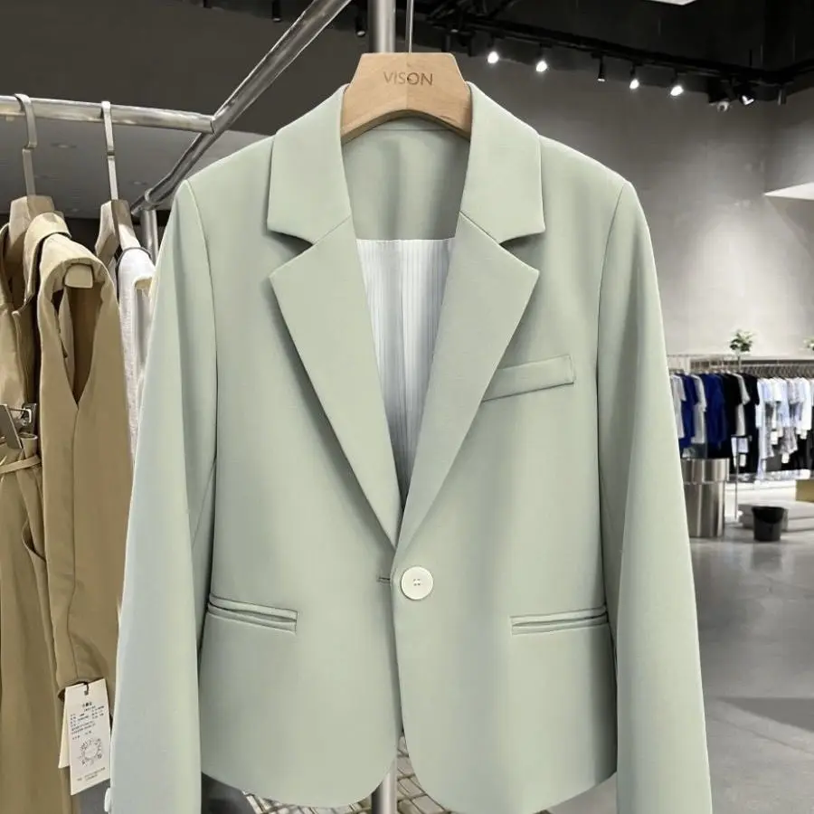 

Women's autumn 2024 new green Korean style suit jacket with explosive street style and short suit for women