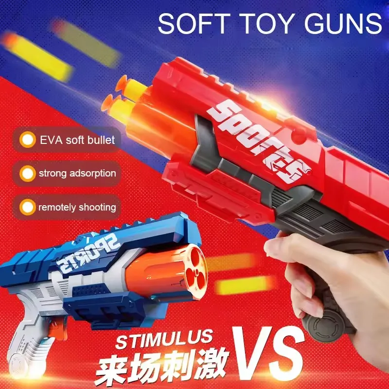 Bambini Proiettili morbidi Pistole Giocattoli Air Powered Sicurezza Eva Pistole a proiettile morbide Freccette Airsoft Foro cavo Testa Schiuma Dardo Tiro Pistole giocattolo