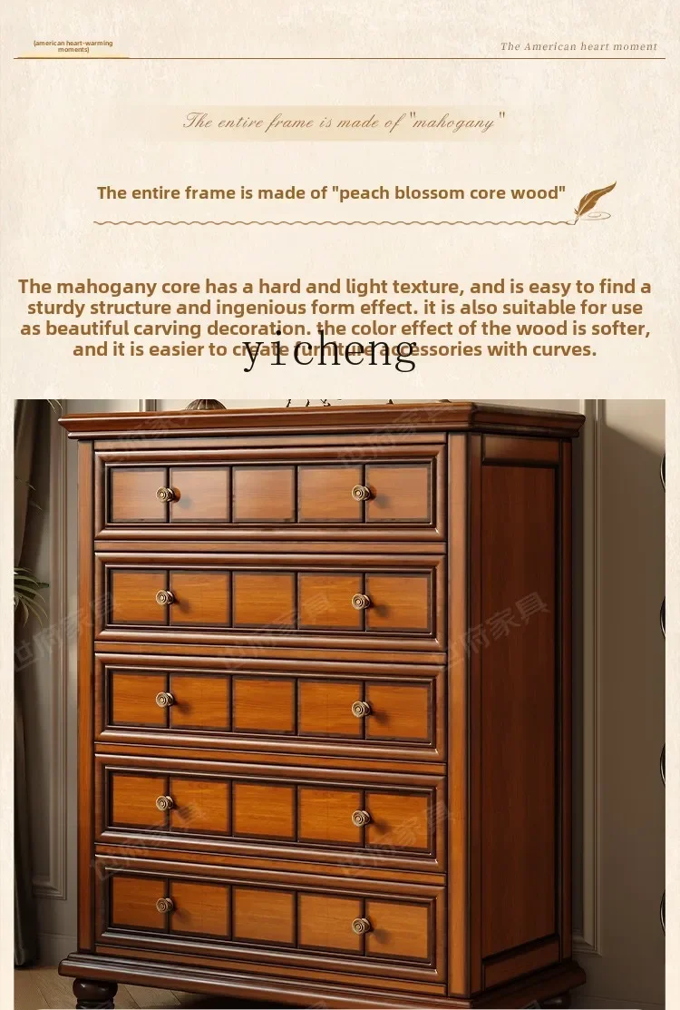 

TQH Vintage Country Solid Wood Cabinet Bedroom Simple Storage Locker Living Room Drawer Bedside Table home accessories