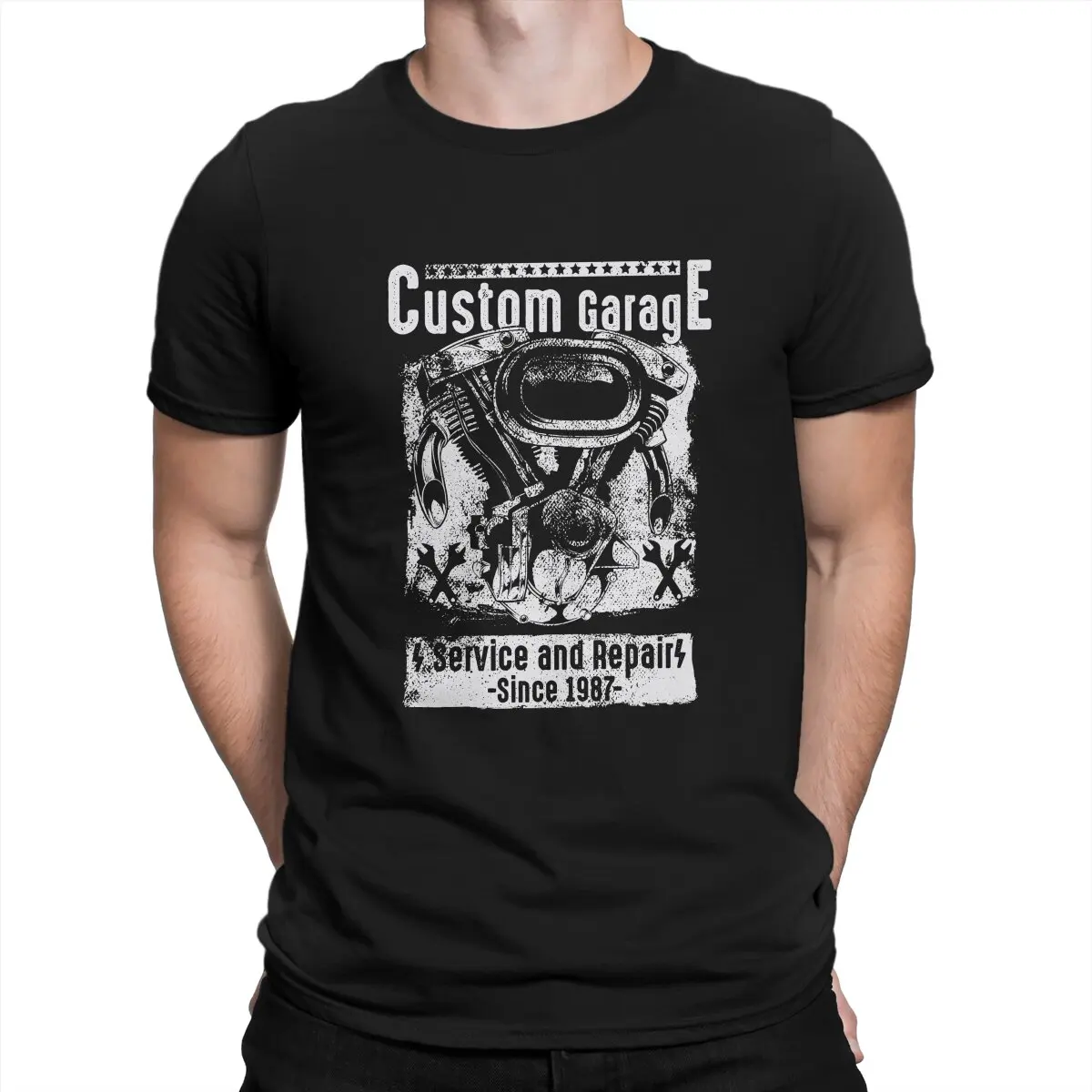 Chopper Custom Motor Motorcycle Garage T Shirt Goth Men Tees Summer Clothing Polyester O-Neck TShirt