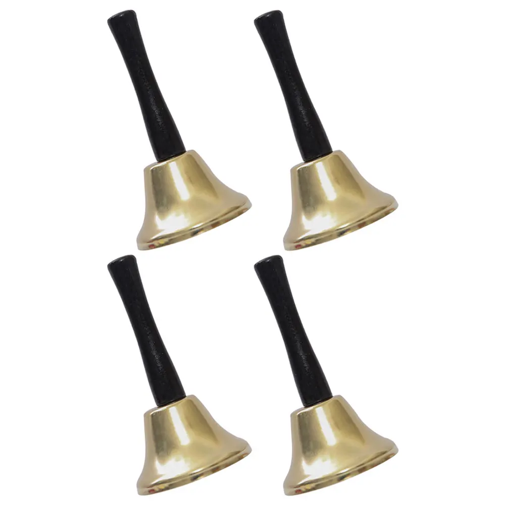 

4 Pcs Golden Ringing Handheld Bells Desk Metal Ornaments Desktop The Rustic for Mini Child