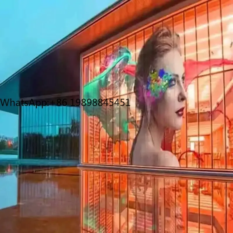جدار فيديو LED مرن وشفاف وناعم داخلي P40 شاشة LED شفافة لاصقة لاستخدام زجاج النافذة #1