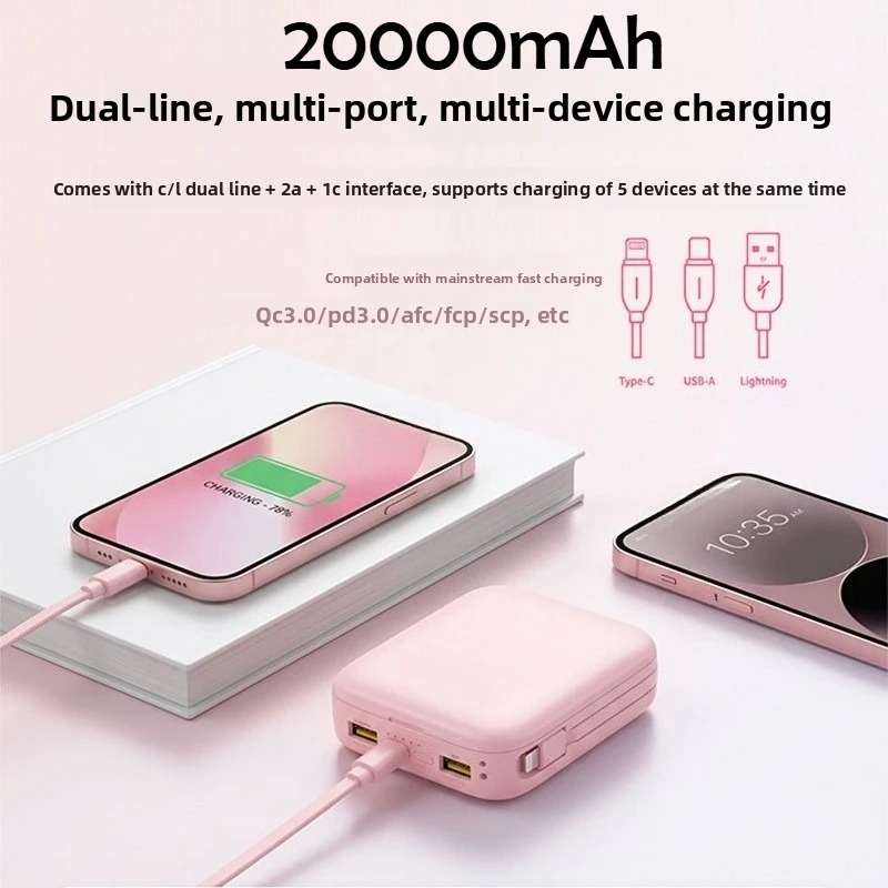 Taepiaai 20000mAh Power Bank Fast Charging with Makeup Mirror External  Battery Portable for IPhone 17 16 14 Samsung Huawei view 5