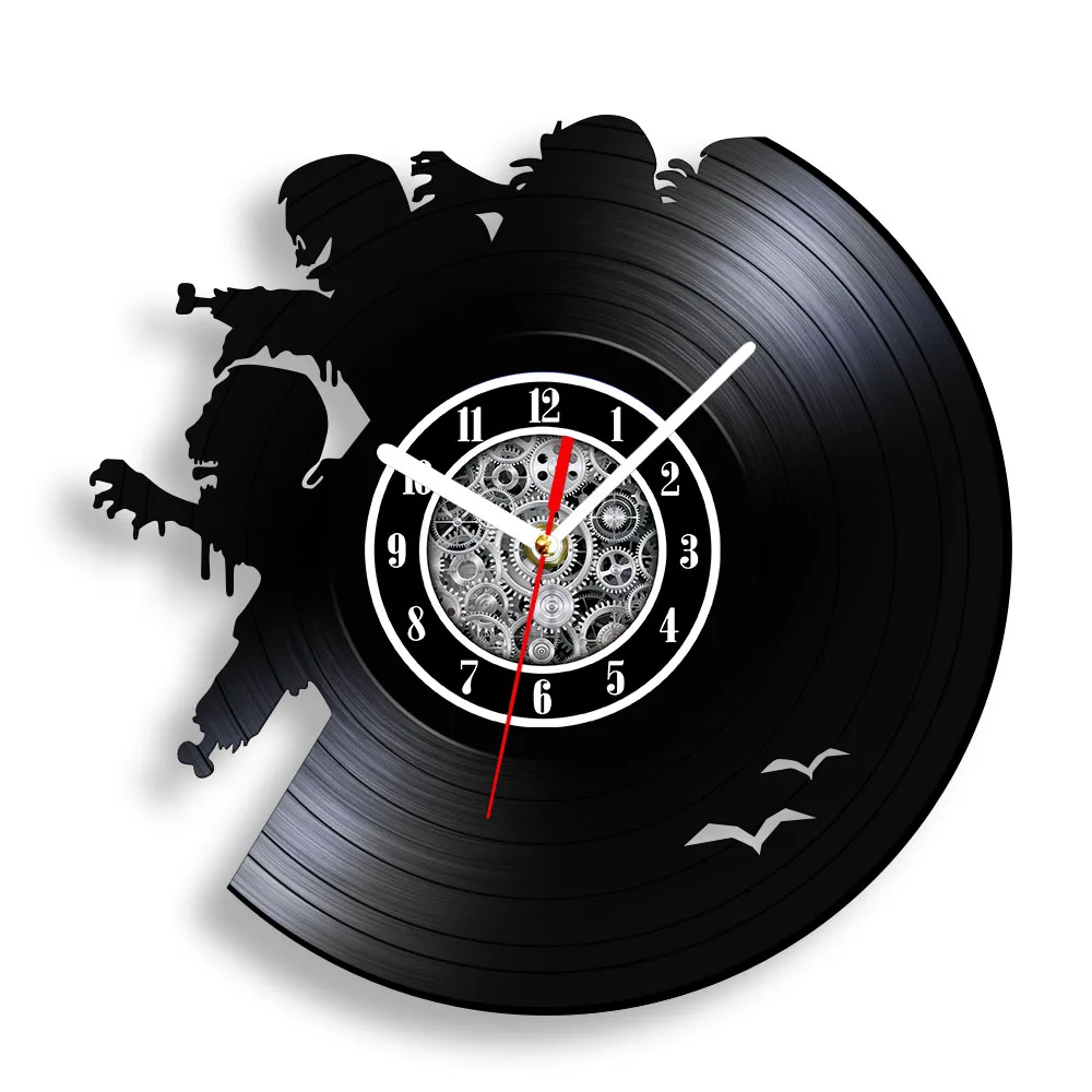 Zombie Creepy Shadow Art Vinyl Record Wall Clock Halloween Horror Home Decor Wall Watch Retro Music Album Longplay Crafts Clock